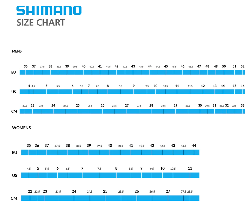 Shimano bike shoes size chart
